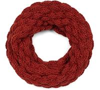 styleBREAKER Damen Strick Loop Schal Raspberry Pattern, Cognac