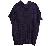 styleBREAKER Damen Strick Poncho mit Zopfmuster, Ärmel und Schalkragen 08010054, Farbe:Dunkelblau