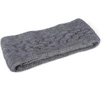 styleBREAKER Damen Strick Stirnband einfarbig mit Karo Muster, Thermo Fleece Futter, Winter Headband Uni 04026061, Farbe:Dunkelgrau