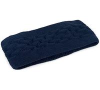 styleBREAKER Damen Strick Stirnband einfarbig mit Karo Muster, Thermo Fleece Futter, Winter Headband Uni 04026061, Farbe:Dunkelblau