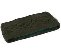 styleBREAKER Damen Strick Stirnband einfarbig mit Karo Muster, Thermo Fleece Futter, Winter Headband Uni 04026061, Farbe:Oliv