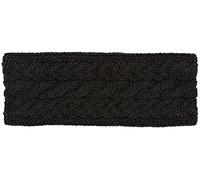 styleBREAKER Damen Strick Stirnband einfarbig mit Zopfmuster, Thermo Fleece Futter, Winter Headband Uni 04026058, Farbe:Schwarz