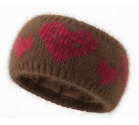 Stirnband STYLEBREAKER "Strick Stirnband mit Herz Muster", Damen, braun (braun, rot), Modisch, Mützen Stirnband (74831363-0) braun, rot