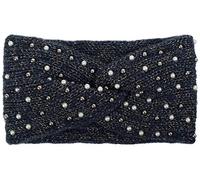 Stirnband STYLEBREAKER "Strick Stirnband Perlen Metallic Faden und Knoten Detail", Damen, blau (dunkelblau), Obermaterial: 100% Polyacryl PAN., Modisch, Mützen Stirnband (21715326-0) dunkelblau