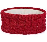 Stirnband STYLEBREAKER "Strick Stirnband Zopfmuster Pailletten", Damen, rot, Obermaterial: 100% Viskose CV., Modisch, Mützen Stirnband (60946110-0) rot