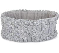 Stirnband STYLEBREAKER "Strick Stirnband Zopfmuster Pailletten", Damen, grau (hellgrau), Obermaterial: 100% Viskose CV., Modisch, Mützen Stirnband (55442006-0) hellgrau