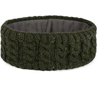 Stirnband STYLEBREAKER "Strick Stirnband Zopfmuster Pailletten", Damen, grün (oliv), Obermaterial: 100% Viskose CV., Modisch, Mützen Stirnband (16680636-0) oliv