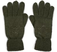 styleBREAKER Damen Strickhandschuhe mit Strass Stern Applikation | warme weiche Winterhandschuhe mit doppeltem Bund | elastische Fingerhandschuhe, Farbe:Oliv