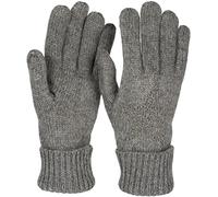 styleBREAKER Damen Strickhandschuhe mit Strass Stern Applikation | warme weiche Winterhandschuhe mit doppeltem Bund | elastische Fingerhandschuhe, Farbe:Dunkelgrau meliert