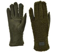 styleBREAKER Damen Touchscreen Handschuhe mit Teddyplüsch | Weiche warme Winter Fingerhandschuhe | Kuscheliger Smartphone Handschuh in vielen Farben, Farbe:Oliv