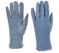 styleBREAKER Damen Touchscreen Handschuhe mit Teddyplüsch | Weiche warme Winter Fingerhandschuhe | Kuscheliger Smartphone Handschuh in vielen Farben, Farbe:Jeansblau