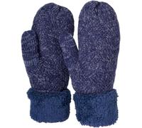 styleBREAKER Damen warme Winter Strick Fäustlinge, Handschuhe mit Rauten Muster, Thermo Fleece, Strickhandschuhe 09010031, Farbe:Dunkelblau meliert