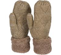 styleBREAKER Damen warme Winter Strick Fäustlinge, Handschuhe mit Rauten Muster, Thermo Fleece, Strickhandschuhe 09010031, Farbe:Braun