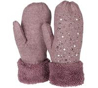 styleBREAKER Damen warme Winter Strick Fäustlinge mit Strass und Perlen, Handschuhe, Thermo Fleece, Strickhandschuhe 09010039, Farbe:Mauve