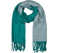 styleBREAKER Damen Web Schal 2-Face Wendeschal Viskose, Smaragdgrün-Creme