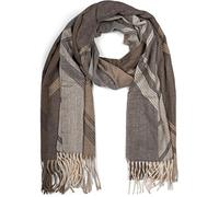 styleBREAKER Damen Web Schal Geometrisches Muster, Grau-Beige