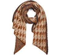 styleBREAKER Damen Web Schal Hahnentritt Pepita Asymmetrisch, Beige-Braun