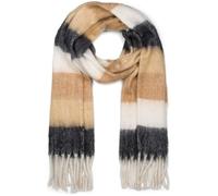 styleBREAKER Damen Web-Strickschal Breite Streifen, Schwarz-Braun-Weiß