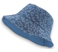 styleBREAKER Damen Wendehut 2-in-1 | Reversible Bucket Hat mit Leopard Print & Unifarbener Denim-Seite | Jeans Fischerhut für Freizeit, Strand, Festival, Sommerhut aus Baumwolle, Farbe:Blau