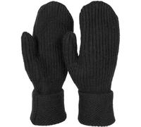 styleBREAKER Damen Winter Strick Fäustlinge Einfarbig mit gemustertem Bund, warme Fausthandschuhe, Strickhandschuhe 09010046, Farbe:Schwarz