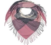 XXL-Schal STYLEBREAKER "XXL Deckenschal mit Karo Muster und Fransen", Damen, rosa (rose, grau, creme), Obermaterial: 100% Viskose CV., Modisch, Modetücher (18942230-0) rose, grau, creme
