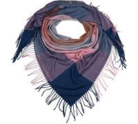 styleBREAKER Damen XXL Schal mit mehrfarbigem Karo Muster und Fransen, warmes Winter Tuch, Deckenschal 01017116, Farbe:Blau-Rose-Braun