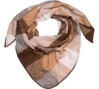 XXL-Schal STYLEBREAKER "Web Dreiecktuch Kariert", Damen, braun (braun, hellbraun, weiß), Obermaterial: 70% Viskose CV. 30% Wolle WO., Modisch, Modetücher (18641829-0) braun, hellbraun, weiß