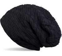 Strickmütze STYLEBREAKER "Feinstrick Beanie mit Flecht Muster und Teddyfleece", Damen, blau (midnight, blau), 100% Viskose CV., Modisch, Mützen Strickmütze (95023525-0) midnight, blau