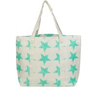 styleBREAKER große XXL Strandtasche mit Vintage Sterne Muster | Reißverschluss | Familien Badetasche Shopper 54 x 36 x 25 cm, Farbe:Creme-Mint