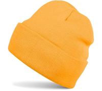 Strickmütze STYLEBREAKER "Kinder Strickmütze mit Krempe", Jungen, gelb (goldgelb), Obermaterial: 100% Polyacryl PAN., Modisch, Mützen Strickmütze (21324362-0) goldgelb