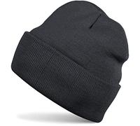 Strickmütze STYLEBREAKER "Kinder Strickmütze mit Krempe", Jungen, grau (dunkelgrau), Obermaterial: 100% Polyacryl PAN., Modisch, Mützen Strickmütze (11058637-0) dunkelgrau