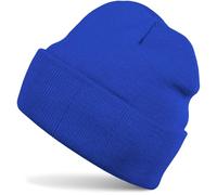 Strickmütze STYLEBREAKER "Kinder Strickmütze mit Krempe", Jungen, blau (royalblau), Obermaterial: 100% Polyacryl PAN., Modisch, Mützen Strickmütze (95972828-0) royalblau