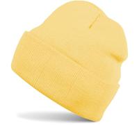styleBREAKER Kinder Beanie Strickmütze mit breiter Krempe, Feinstrick Mütze doppelt gestrickt, Kindermütze 2-5 Jahre 04024030, Farbe:Butterblumengelb
