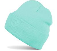 Strickmütze STYLEBREAKER "Kinder Strickmütze mit Krempe", Jungen, grün (mint), Obermaterial: 100% Polyacryl PAN., Modisch, Mützen Strickmütze (28825113-0) mint