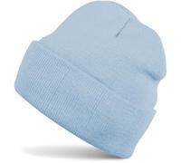 Strickmütze STYLEBREAKER "Kinder Strickmütze mit Krempe", Jungen, blau (hellblau), Obermaterial: 100% Polyacryl PAN., Modisch, Mützen Strickmütze (53738839-0) hellblau