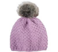 Bommelmütze STYLEBREAKER "Kinder Bommelmütze V-Muster Gehäkelt", Jungen, lila (flieder), Modisch, Mützen (39950912-0) flieder