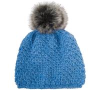 Bommelmütze STYLEBREAKER "Kinder Bommelmütze V-Muster Gehäkelt", Jungen, blau, Modisch, Mützen (82318222-0) blau