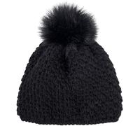 Bommelmütze STYLEBREAKER "Kinder Bommelmütze V-Muster Gehäkelt", Jungen, schwarz, Modisch, Mützen (89583930-0) schwarz