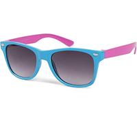 Wayfarer STYLEBREAKER "Kinder Sonnenbrille Nerd Style", Jungen, blau (gestell hellblau, pink, glas grau verlauf), Modisch, Sonnenbrillen (65746160-0) gestell hellblau, pink, glas grau verlauf