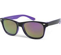Wayfarer STYLEBREAKER "Kinder Sonnenbrille Nerd Style", Jungen, lila (gestell schwarz, lila, glas lila verspiegelt), Modisch, Sonnenbrillen (89787105-0) gestell schwarz, lila, glas lila verspiegelt