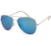 Pilotenbrille STYLEBREAKER "Kinder Pilotenbrille 4 bis 10 Jahre", Jungen, blau (gestell gold, glas blau verspiegelt), Modisch, Sonnenbrillen (72340215-0) gestell gold, glas blau verspiegelt