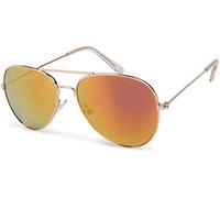 Pilotenbrille STYLEBREAKER "Kinder Pilotenbrille 4 bis 10 Jahre", Jungen, orange (gestell gold, glas orange, rot verspiegelt), Modisch, Sonnenbrillen (21180952-0) gestell gold, glas orange, rot verspi