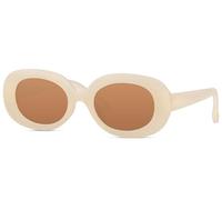 styleBREAKER Kinder Sonnenbrille Oval 90er Retro, Creme/Hellbraun
