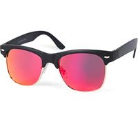 Wayfarer STYLEBREAKER "Kinder Sonnenbrille Ovale Gläser", Jungen, rot (gestell schwarz, gold, glas orange, rot verspiegelt), Modisch, Sonnenbrillen (91933507-0) gestell schwarz, gold, glas orange, rot