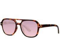 styleBREAKER Kinder Sonnenbrille Pilotenbrille Nachhaltig | 100% Recyceltes Polyester & UV400 | Coole Fliegerbrille (ca. 5-10 Jahre) | Inkl. Stoffbeutel & Mikrofasertuch, Schildpatt Braun Rosa getönt