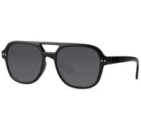 styleBREAKER Kinder Sonnenbrille Pilotenbrille Nachhaltig | 100% Recyceltes Polyester & UV400 | Coole Fliegerbrille (ca. 5-10 Jahre) | Inkl. Stoffbeutel & Mikrofasertuch, Schwarz/Grau getönt