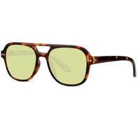 styleBREAKER Kinder Sonnenbrille Pilotenbrille Nachhaltig | 100% Recyceltes Polyester & UV400 | Coole Fliegerbrille (ca. 5-10 Jahre) | Inkl. Stoffbeutel & Mikrofasertuch, Schildpatt Braun Gelb getönt