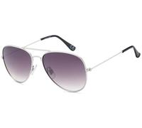 styleBREAKER Kinder Sonnenbrille Pilotenform mit verspiegelten oder getönten Gläsern | Edelstahl Rahmen UV400 Schutz | für Jungen und Mädchen 4 bis 10 Jahre, Gestell Silber/Glas Grau Verlauf