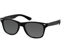 styleBREAKER Kinder Sonnenbrille Retro Nerd Design mit getönten Gläsern | UV400 Schutz | Kunststoffrahmen | für Kleinkinder 18 Monate bis 4 Jahre, Gestell Schwarz/Glas Grau Volltönung