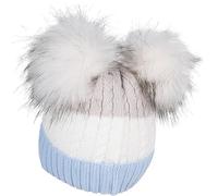 Bommelmütze STYLEBREAKER "Gestreifte Kinder Bommelmütze mit zwei Bommel", Jungen, blau (hellblau, weiß, hellgrau), 100% Polyacryl PAN., Modisch, Mützen (73466768-0) hellblau, weiß, hellgrau